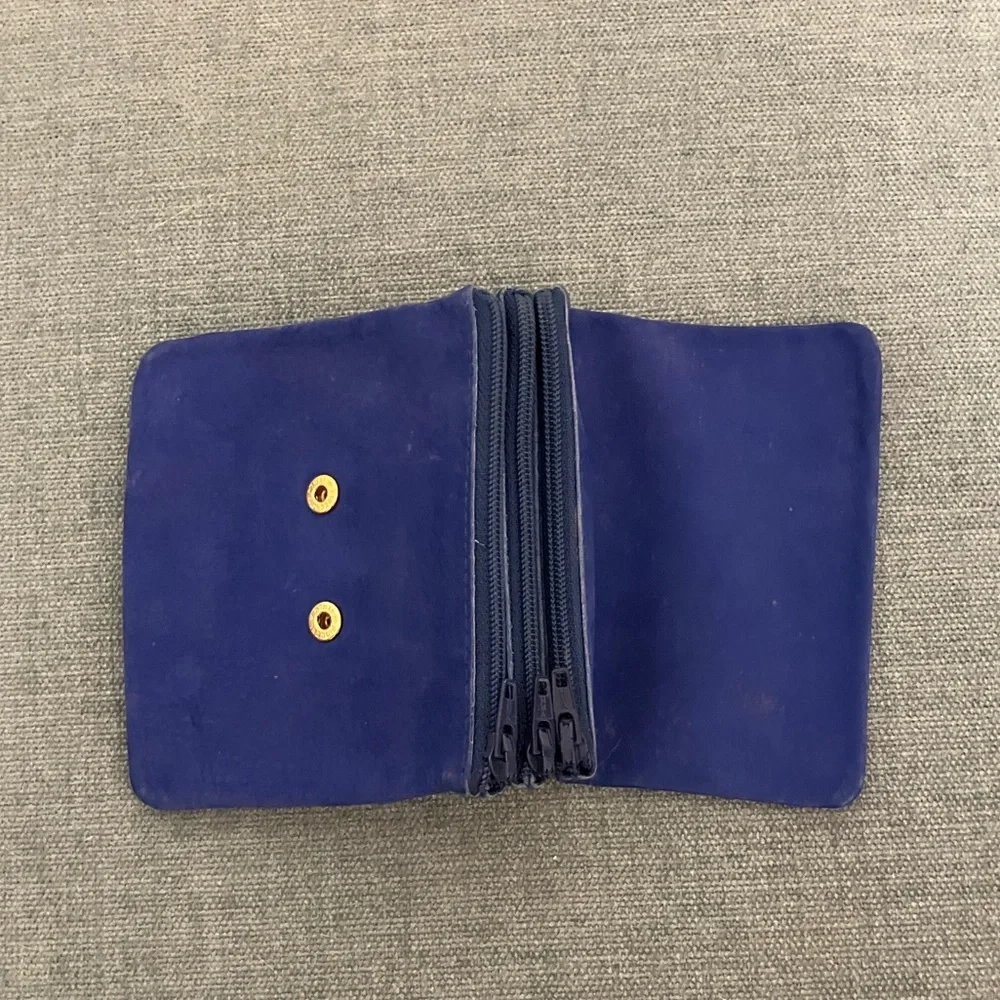 Blue Suede Jewelry Pouch